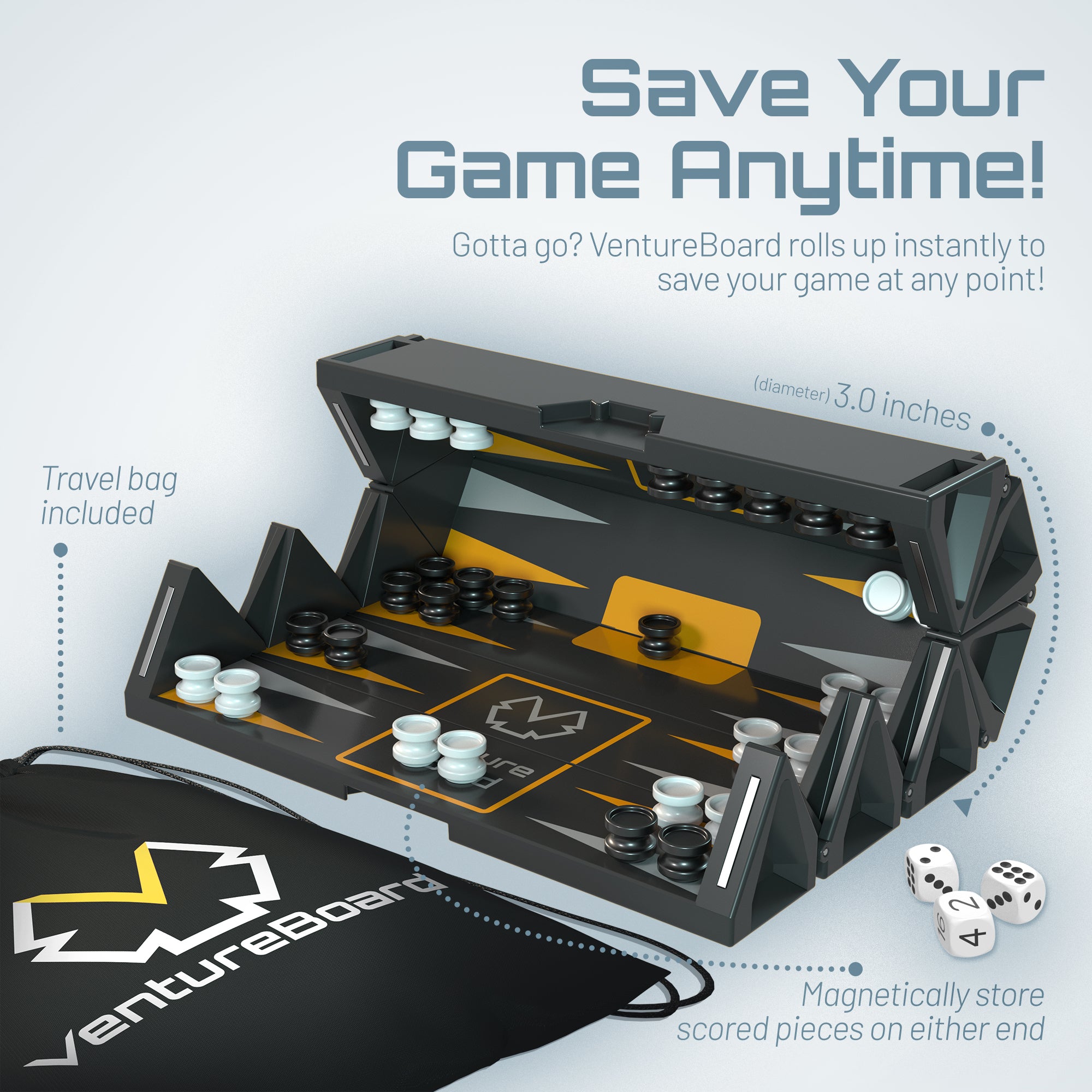 Mini Travel Backgammon Set - Portable Magnetic Board Game