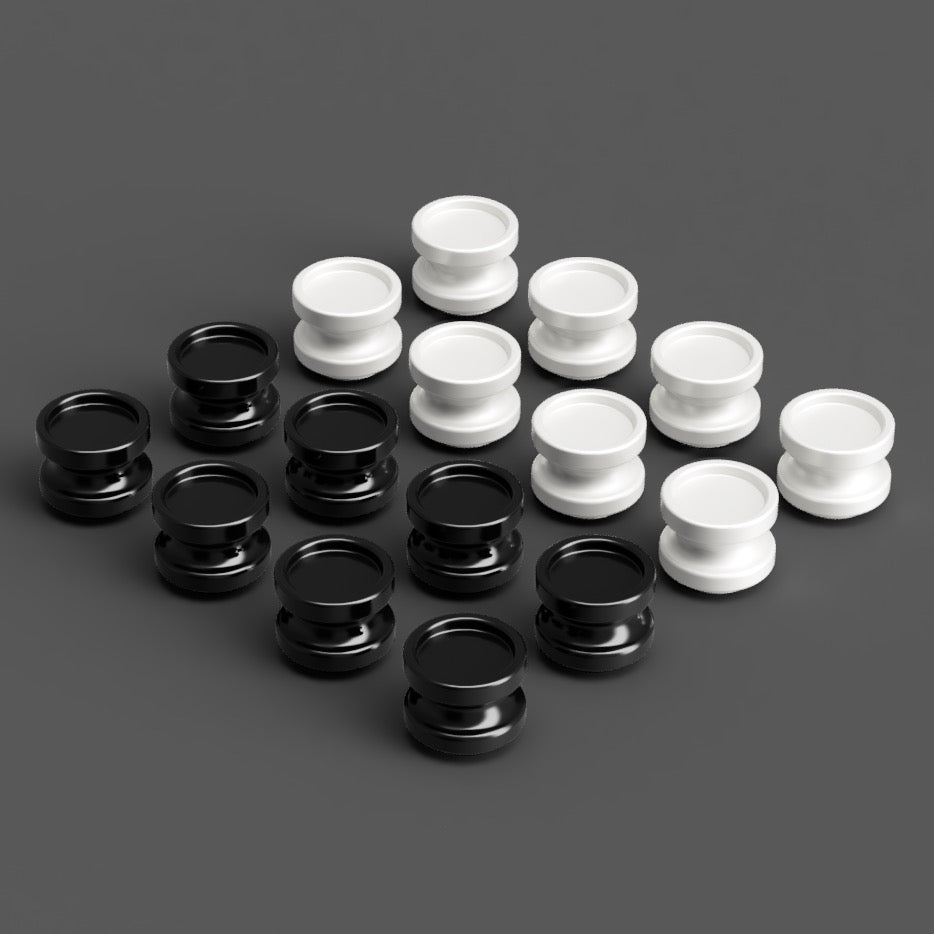 VentureBoard Mini replacement backgammon and Go pieces - stackable black and white set